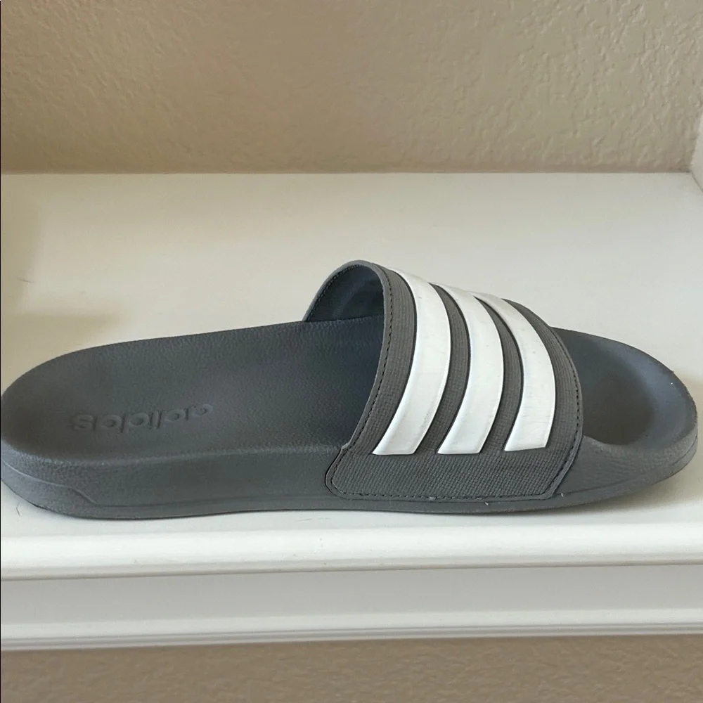 adidas Gray and White Slide Sandals